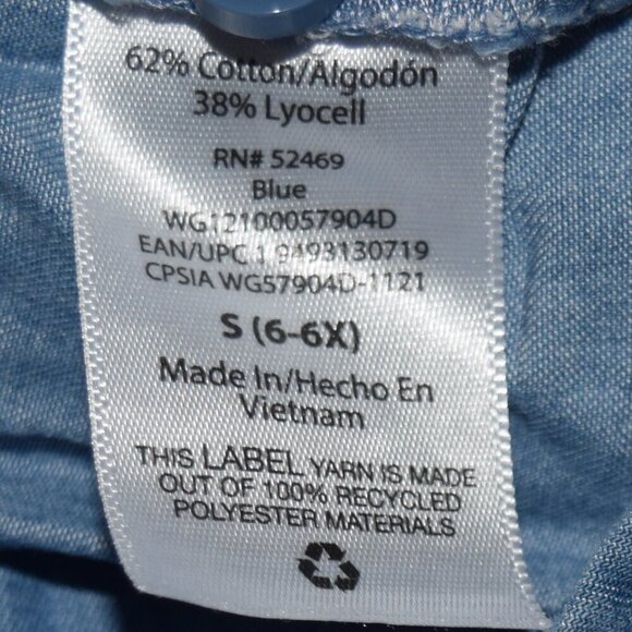 WONDER NATION Chambray Girls Ruffle Dress Size S 6/6X - Picture 4 of 4